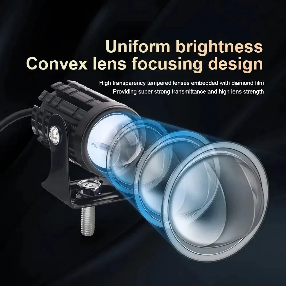 JAPC Accesorios Faro Proyector LED Universal para Motocicleta – Luz Blanca/Ámbar 6000K, IP67, 20W, ATV y Scooter