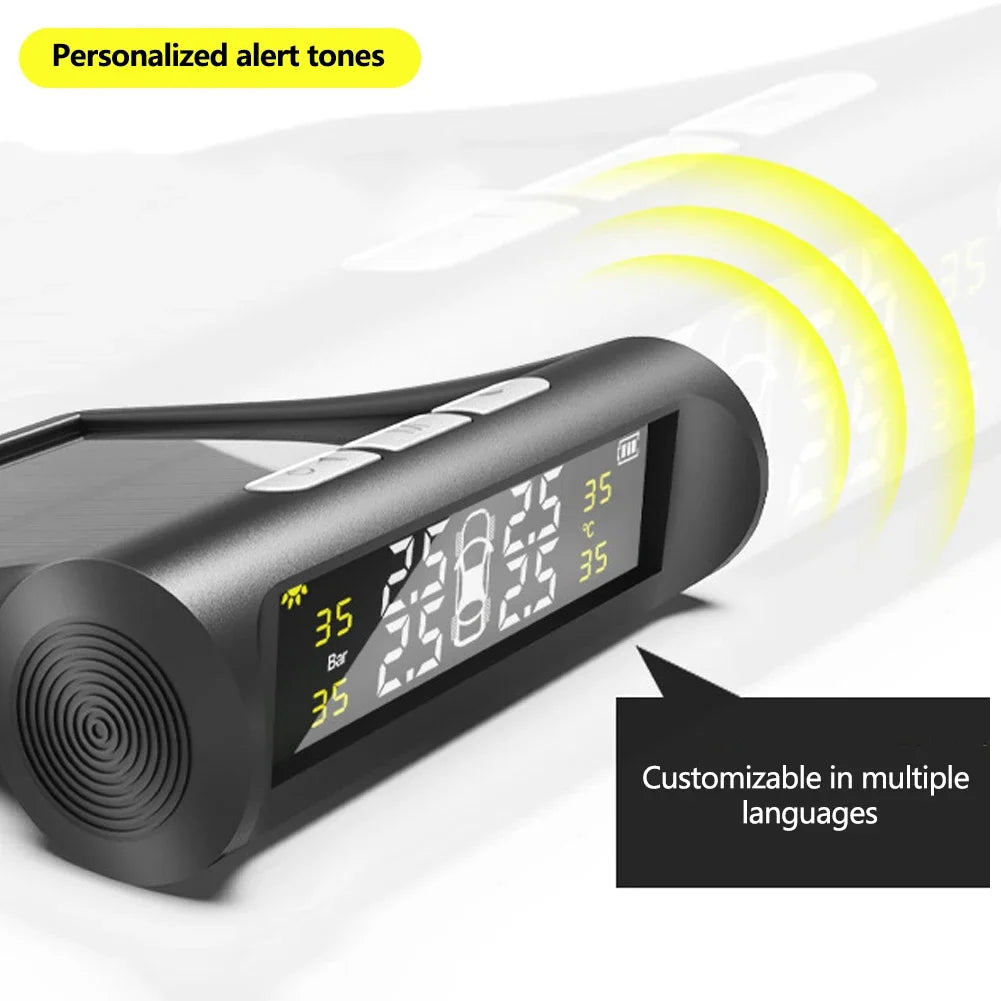 JAPC Accesorios TPMS para Automóvil – Monitor de Presión Solar y USB con Pantalla LCD a Color