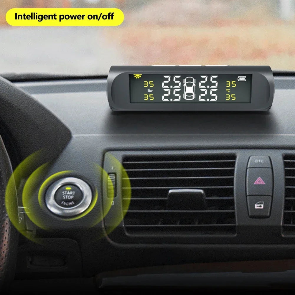 JAPC Accesorios TPMS para Automóvil – Monitor de Presión Solar y USB con Pantalla LCD a Color