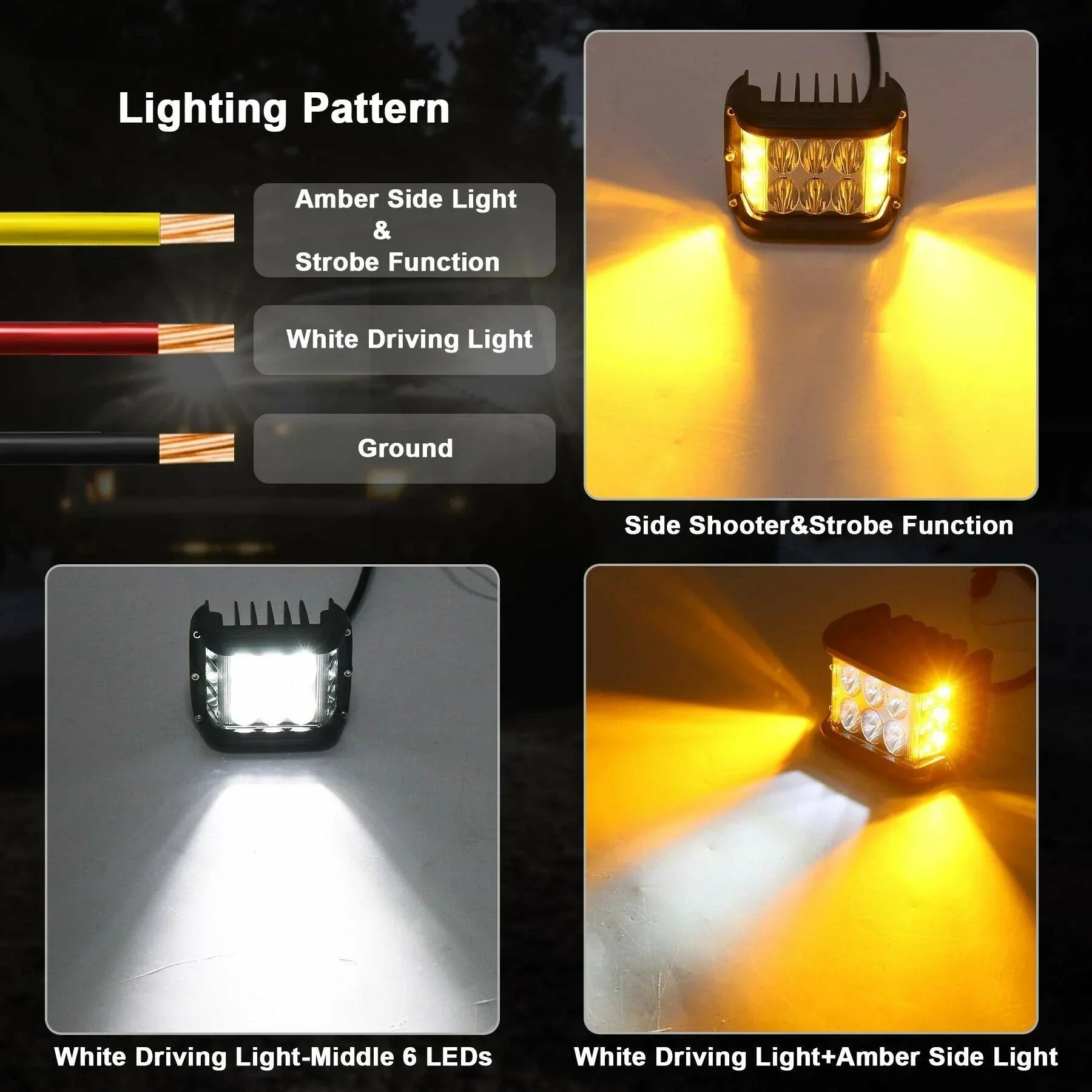 JAPC Accesorios Faros LED Estroboscópicos para Todoterreno 12V – Compatible con ATV, Scooter y Motocicleta