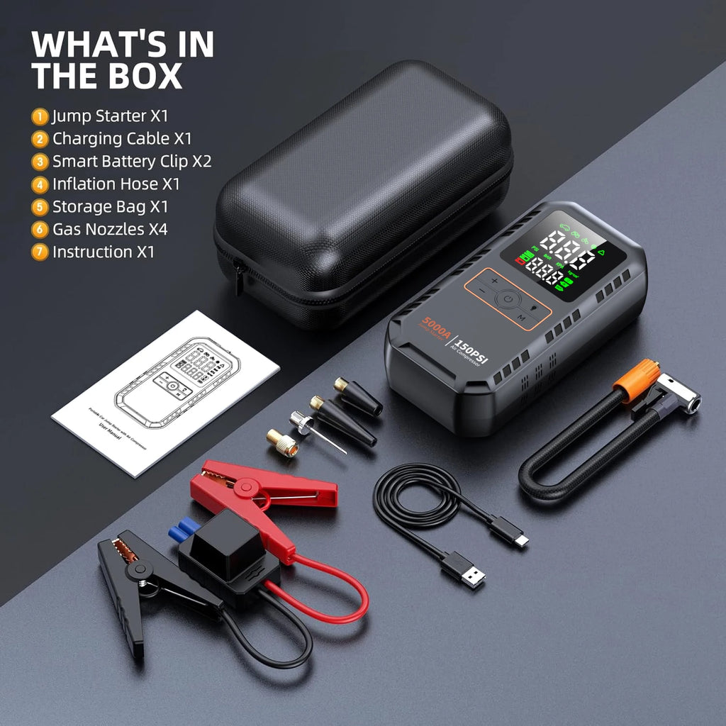 Compresor portátil multinacional jumper power bank linterna JAPC Accesorios
