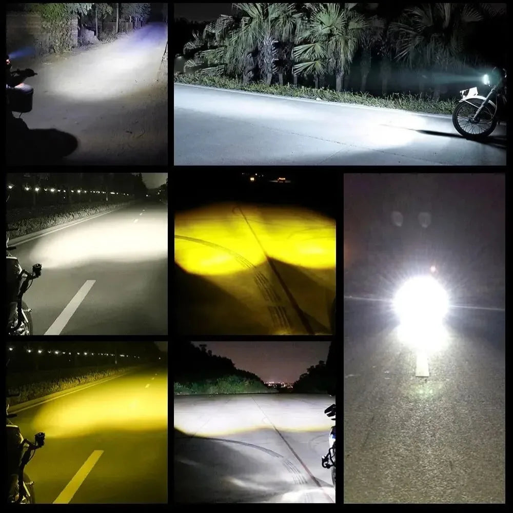 JAPC Accesorios Faro Proyector LED Universal para Motocicleta – Luz Blanca/Ámbar 6000K, IP67, 20W, ATV y Scooter