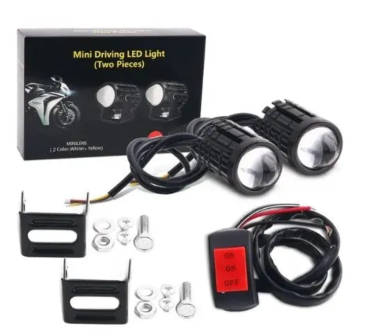 JAPC Accesorios Faro Proyector LED Universal para Motocicleta – Luz Blanca/Ámbar 6000K, IP67, 20W, ATV y Scooter