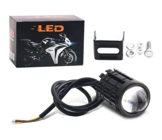 JAPC Accesorios Faro Proyector LED Universal para Motocicleta – Luz Blanca/Ámbar 6000K, IP67, 20W, ATV y Scooter